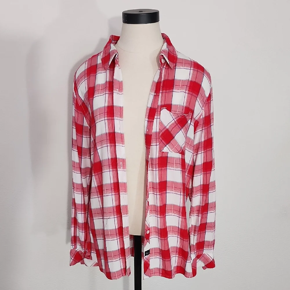 Rails Shirt Plaid Button Down Long Sleeve Red Size L - Picture 8 of 16